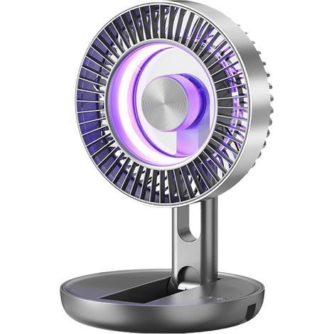 Petits Ventilateurs De Bureau Silencieux,5 Vitesses Portable Silencieux USB Rechargeable Décor Avec Lumières LED,Ventilateur Portable de Voyage  Pour Voiture Voyage Croisière Maison Chevet Travail (1/5)