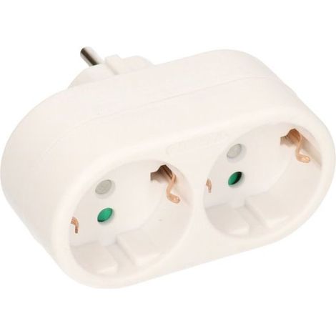 Séparateur de prise électrique blanc, compatible avec prises type Pays-Bas (1/2)