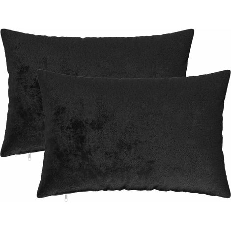 Funda de almohada 2 pcs HEERLEN Negro 40 x 60 cm Franela vidaXL (1/5)