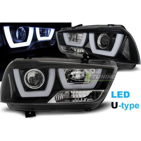 Paire de feux phares Dodge Charger LX 2 11-15 led U-type noir-27361273 (1/4)