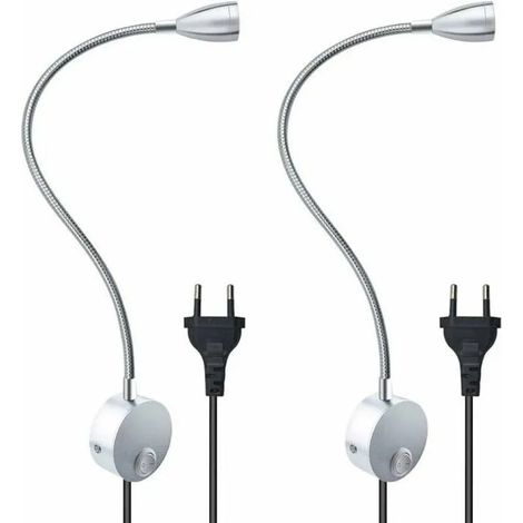 Lampe de lecture murale flexible 3W avec prise UE et interrupteur, applique LED tête de lit lumière chaude lot de 2 pour chambre (1/4)