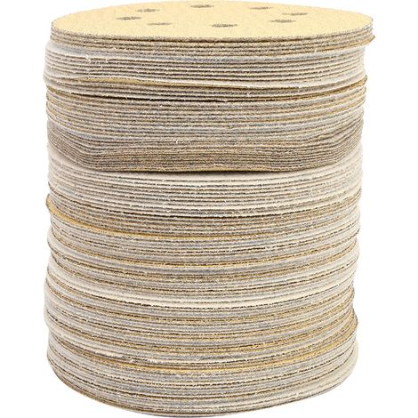 Ortviai Disques Abrasifs Ronds 125 mm (5") Grains 80, 8 Trous, Velcro, Lot de 100, Aluminium Oxydé (1/5)
