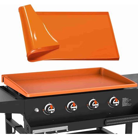 Food-grade silicone cooking mat, heat-resistant, protective cover for barbecue, accessory for 22-inch grills, orange (1/5)