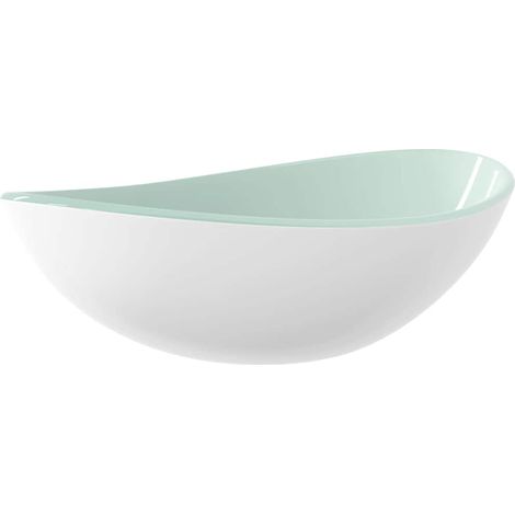 Waschbecken/Waschmuschel/Waschtisch Hartglas 54,5x35x15,5 cm Weiß (1/5)