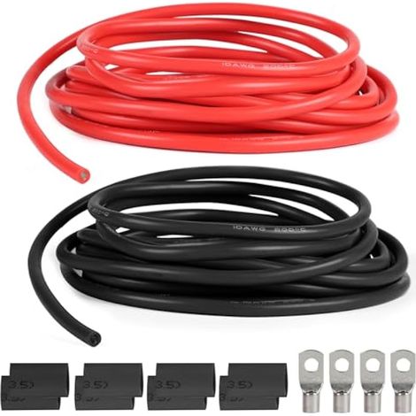 Câble de batterie automobile en silicone 10AWG 6 mm², 2,5 m noir et 2,5 m rouge, fil de cuivre étamé pour voiture RC, drone, batterie d'avion (1/5)