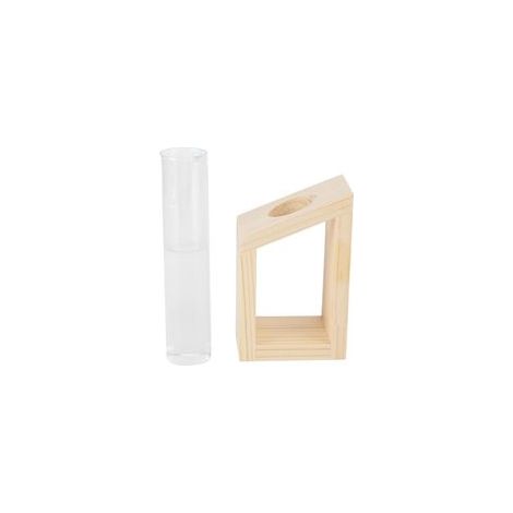Vase à plantes en Tube à essai, décoration en verre Simple, cadre en bois, conteneur hydroponique, décoration de bureau pour la maison