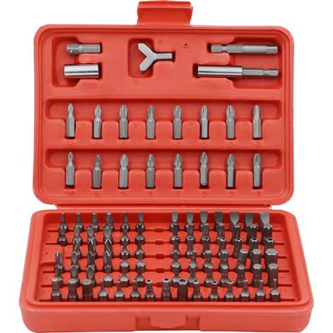 Juego de destornilladores Juego de puntas de reparación de electrodomésticos, Juego de puntas de destornillador a prueba de manipulaciones Punta de destornillador hexagonal (100 piezas, rojo) (1/5)