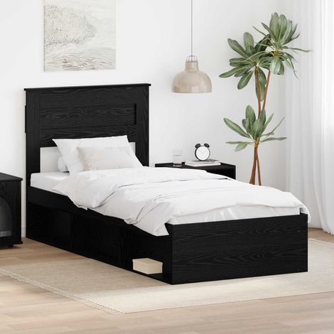 vidaXL Bettrahmen Schwarz 75 x 190 cm Massives Kiefernholz (1/5)