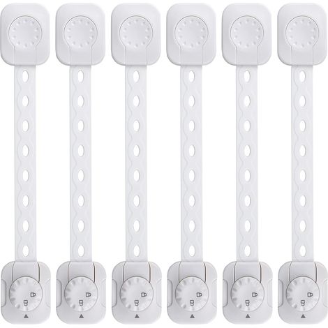 Verrous de sécurité pour bébé, ensemble de 6 loquets de sécurité pour meubles enfant/bébé, adaptés aux tiroirs et réfrigérateurs (beige, sans outil). (1/3)