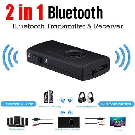 2-in-1 Audio Bluetooth Transmitter and Receiver with Battery - Wireless Audio Converter for Computers, TVs, and Multimedia (1/3)