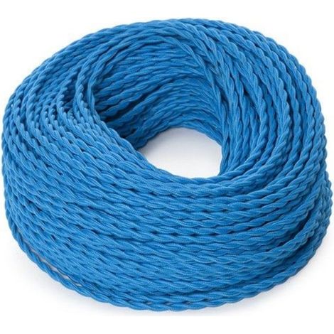 Cable Eléctrico Textil Trenzado Seda 2x 0,75 mm Azul, venta por metros