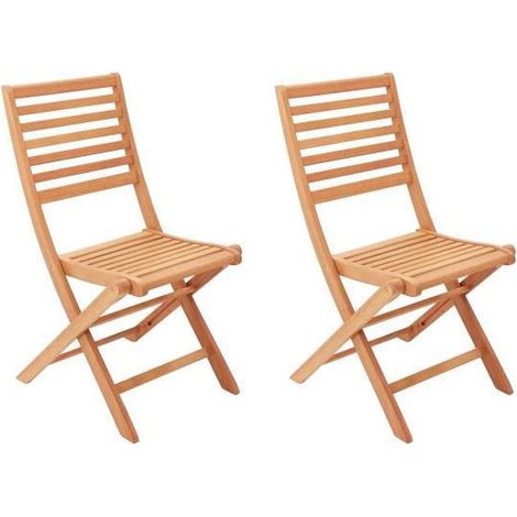 Lot de 2 chaises de jardin pliantes - EDEN - Bois Eucalyptus FSC - 57,5 x 46,5 x H90 cm (1/5)