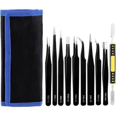Lntyq 10 pcs Pincettes de Précision ESD, Brucelles Anti-statique Pincettes, Acier Inoxydable Pince Brucelle pour tous types de Réparations (1/5)
