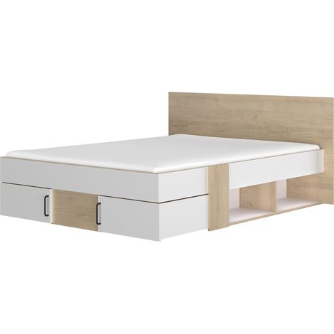 Diagone SWIVEL Bett mit Stauraum Eiche Weiß 140x190 cm (1/5)