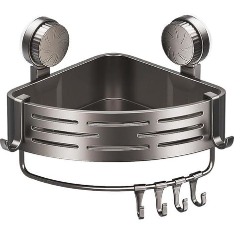 Estante de pared,Accesorios de baño,Estante de almacenamiento de pared,Con ventosa adhesiva,Con 4 ganchos,No requiere taladrar (1/5)