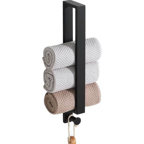 Anneau Porte Serviette avec Crochet Salle de Bain, Support Serviette Mural en SUS304 Acier Inoxydable pour Cuisine Lavabo Toilette, 40CM Noir Mat, EGKN2210-400-1HK-B (1/5)