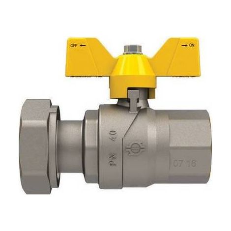 VANNE À BILLE POUR GAZ AVEC PAPILLON FUTURGAS FEMELLE-ÉCROU TOURNANT Dimensions : 1/2" x 3/4"  DN 15