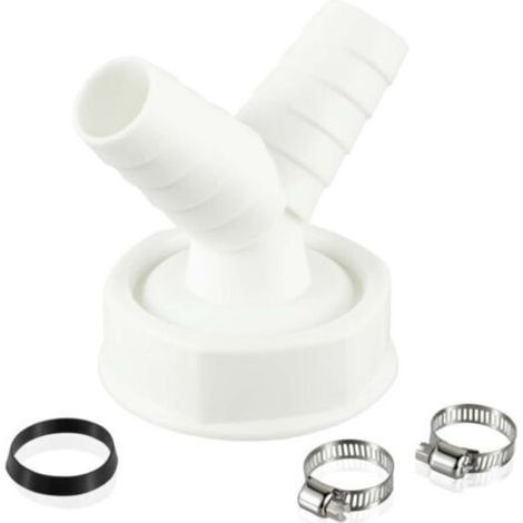 Adaptateur Vidange Machine à Laver 11/2 pouce, Lave-vaisselle Adaptateur en Y, Raccord Double Evacuation Machine, Tuyau de Vidange avec Entrée 19-23 mm, Sortie DN 45, Avec 2 Collier de Serrage (1/5)