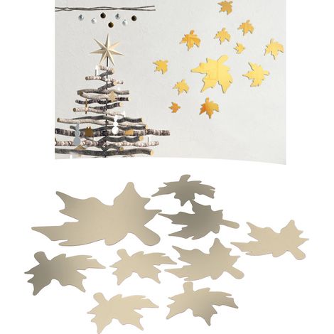 Stickers muraux à faire soi-même en forme de feuille d'érable, autocollants en PVC 3D, décoration murale dorée (1/5)