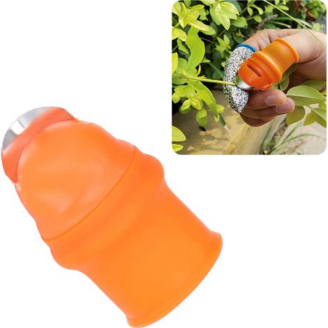 2 couteaux à pouce en gel de silice orange, outil de jardinage pour la récolte de fraises, haricots, légumes et fruits (1/5)