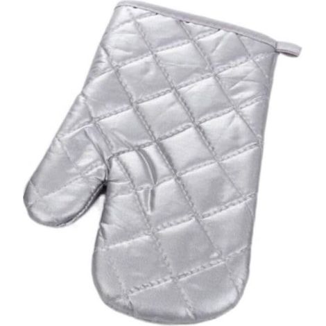 Gants De Four - Coton Matelassé Argenté - Antidérapants - Protection Thermique Jusqu'à 200 °C - Pour Four Micro-ondes Plaques Poêles - Lot De 2