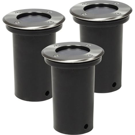 Set de 3 spot extérieur encastrable rond luminaire décoration acier inoxydable