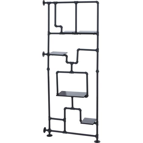 Séparateur de piéce avec étagére HWC-P10, étagére de salon, étagére de rangement, métal industriel m (1/5)