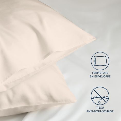 APEX Taies d'oreiller 50 x 80 cm, lot de deux, en microfibre douce et brossée, délicate au toucher, beige