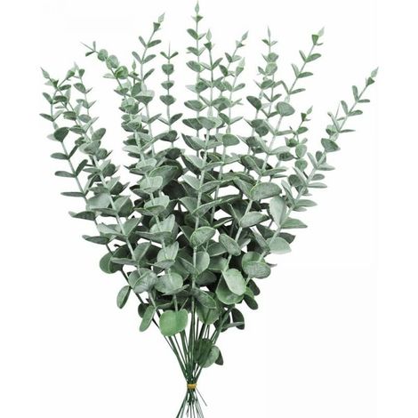 Branches Eucalyptus Artificielles - 38 cm - Filière Métallique Intégrée - Résistant à l'Eau - Pour Décoration Intérieure Mariage Bureau Cuisine - 20 Pièces