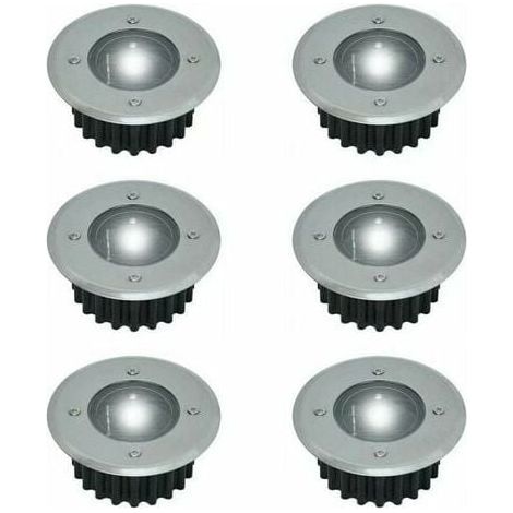 Lot de 6 spots LED solaires encastrables ronds 85mm – Acier inoxydable – Résistant aux intempéries – Autonomie 8h – Éclairage extérieur (1/5)