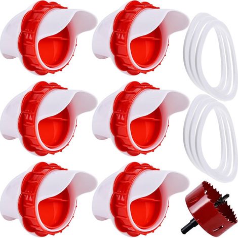 Mangeoire Automatique pour Poules - Kit 6 Ports d'Alimentation Anti-Gaspillage avec Scie Cloche - Système Étanche pour Seau (1/5)