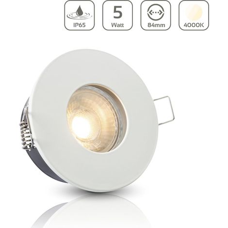 Einbauspot IP65 rund - Farbe: Weiß - LED Leuchtmittel:  GU10 5W neutralweiß (1/5)