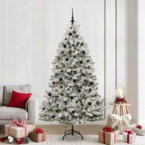 Künstlicher Weihnachtsbaum Grün und Weiß 210 cm PVC und Metall