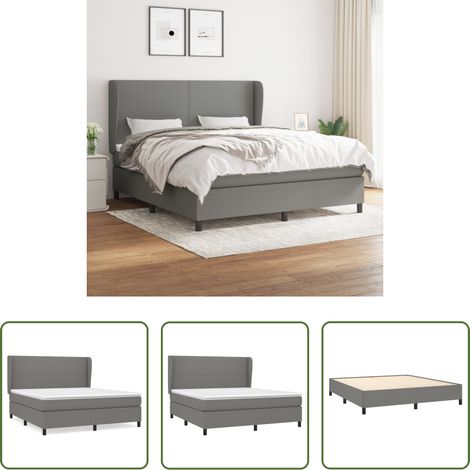 vidaXL Kopfteil - Boxspringbett mit Matratze Dunkelgrau 180x200 cm Stoff (1/5)