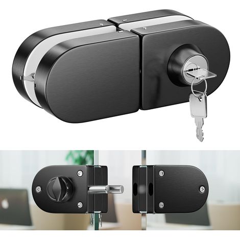 Serrure pour Porte en Verre Sans Perçage, Noire Brossée (1/5)