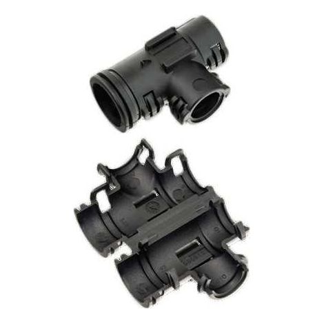 Raccord T 17-13-17 Form B – Accessoire pour gaine électrique ICTA – Température de fonctionnement -40°C à +135°C – Matériau PA66 noir – Schlemmer