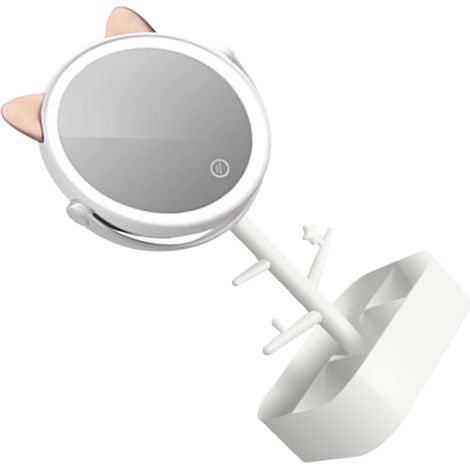 Miroir De Maquillage LED à Gradation Intelligente Miroir De Table Pivotant avec Rangement pour Coiffeuse Bureau Et Maquillage (1/5)