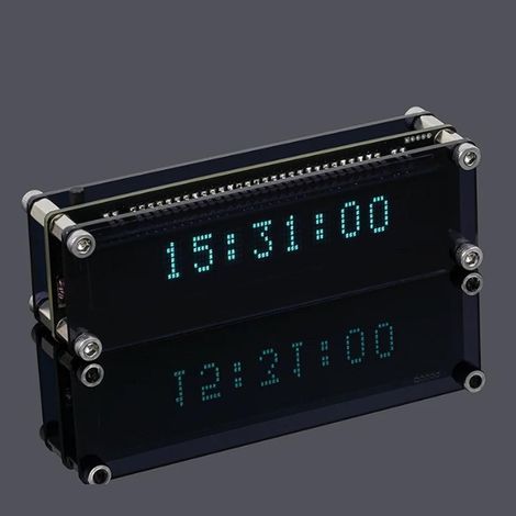 Digital Cyberpunk Fluorescent Clock, Smart WiFi Synchronization, Auto Calibration, Desk Decoration, High Visibility Display for Room (1/5)