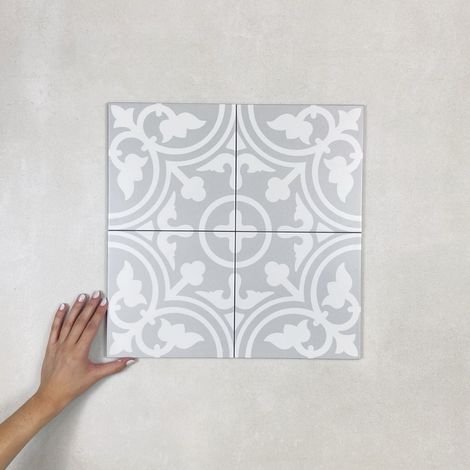 Carrelage Imitation Carreaux de Ciment LA MADELEINE 20x20 cm Flavie Gris (1/4)