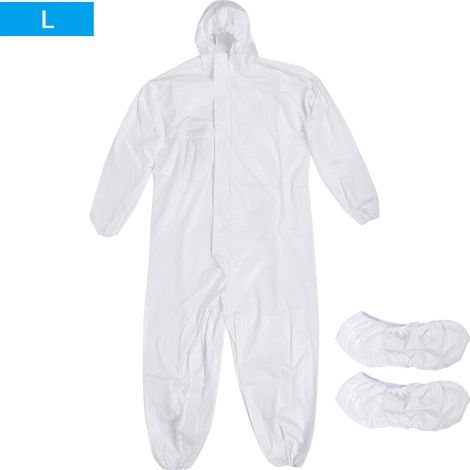 Combinaison de protection avec capuche réutilisable, combinaison intégrale avec surchaussures, vêtement de sécurité unisexe homme femme (1/5)