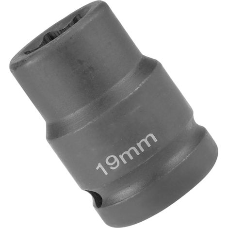 Douille à choc peu profonde de 19 mm, 6 points en alliage d'acier Cr-Mo durable et fiable pour cliquets, clés dynamométriques (1/4)