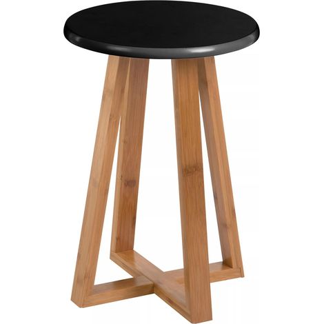 Premier Housewares Viborg Black Bamboo Round Stool