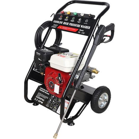 Limpiadora de alta presión, motor de 7,5 CV, 5 opciones de boquilla, color negro y rojo. (1/2)
