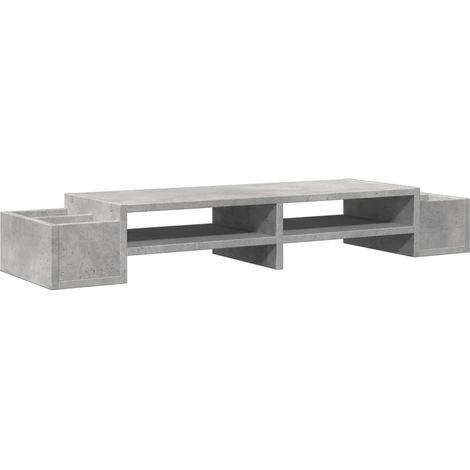 Mesa de escritorio con soporte para monitor y almacenamiento en madera de ingeniería gris 020044925