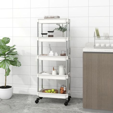 vidaXL Carrello da Cucina 5 Ripiani Bianco 42x29x128 cm Ferro e (1/5)