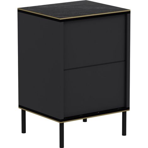 Table de chevet moderne Imaj avec étagères et porte pour chambre à coucher - Anthracite (1/5)