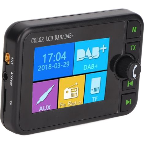 Autoradio numérique Bluetooth DAB/DAB+/FM avec kit mains libres, écran LCD couleur 2,4 pouces et prise jack 3,5 mm. (1/5)