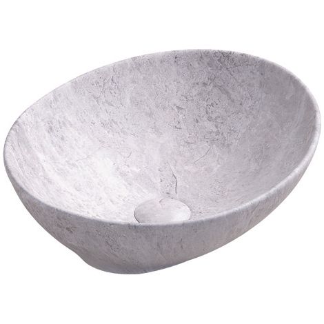 ONDEE ZEN - Vasque à poser HANA - Céramique - Finition : Marbre Gris - Dim : 40,5x33x14 cm (1/3)