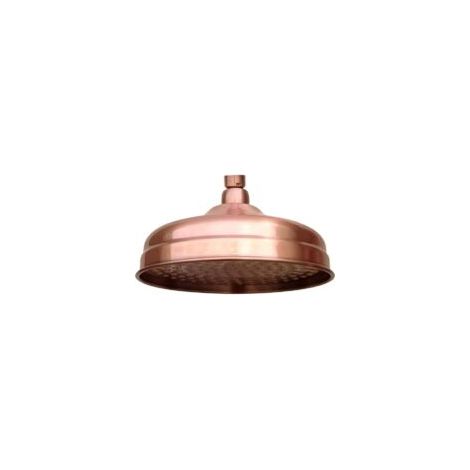 ZVD Pommeau de douche en cuivre rouge antique rond de 8 pouces, tube d'extension de pommeau de douche à effet pluie, bras mural, accessoires de salle de bain - Crezuo (1/4)