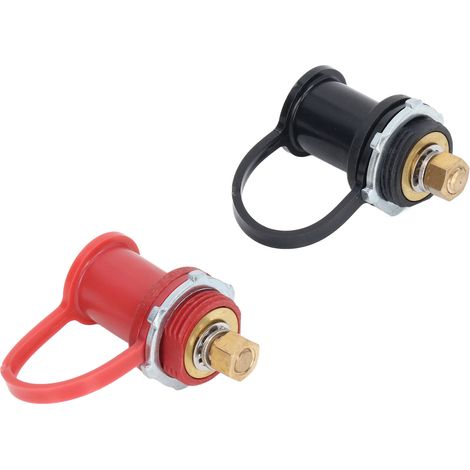 Kit de bornes de chargeur de batterie 20mm, capuchon à visser, pour voiture, camping-car, camion, borne de recharge, cosse de démarrage, noir et rouge, lot de 2 (1/5)